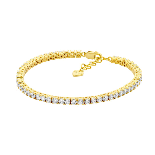 ELLANI GOLD PLATED 4 CLAW SET CUBIC ZIRCONIA 18CM TENNIS BRACELET. B226G