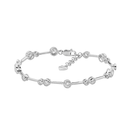 ELLANI STERLING SILVER CUBIC ZIRCONIA AND BAR BRACELET