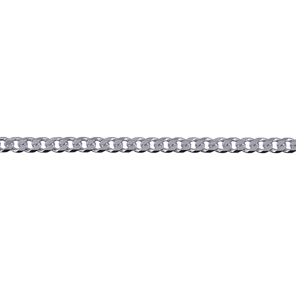 STERLING SILVER 19CM X 3.2MM WIDE BEVELLED DIAMOND CUT CURB BRACELET
