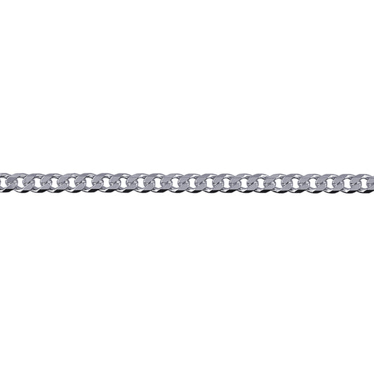 STERLING SILVER 19CM X 3.2MM WIDE BEVELLED DIAMOND CUT CURB BRACELET