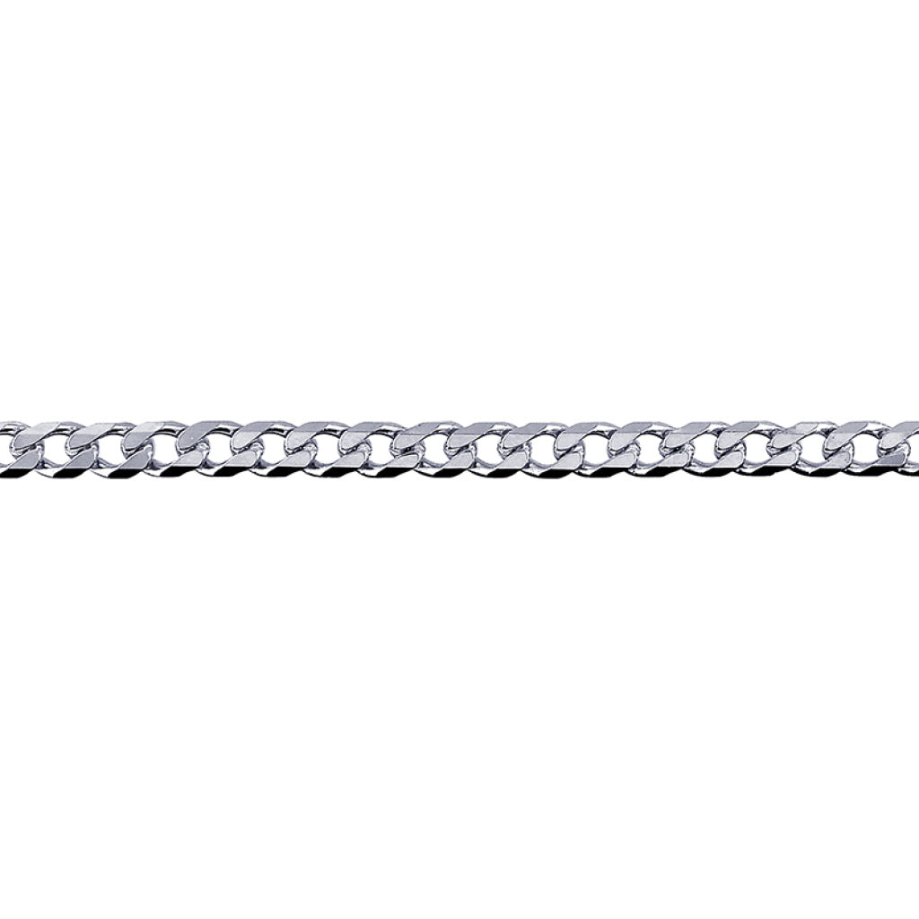 STERLING SILVER SOLID 19CM X 4.1MM WIDE DIAMOND CUT CURB BRACELET