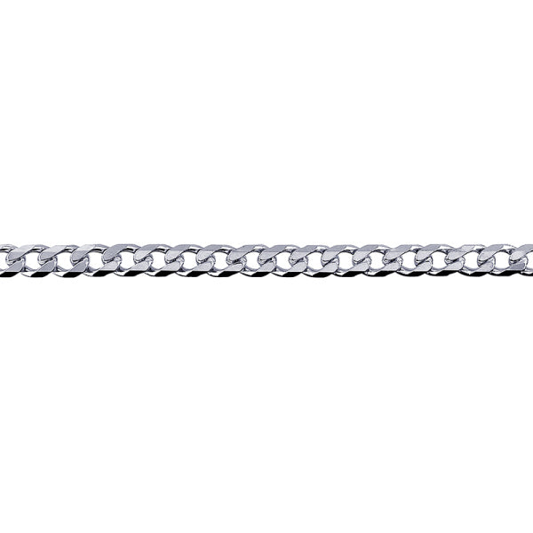 STERLING SILVER 55CM X 4.1MM WIDE DIAMOND CUT SOLID CURB CHAIN