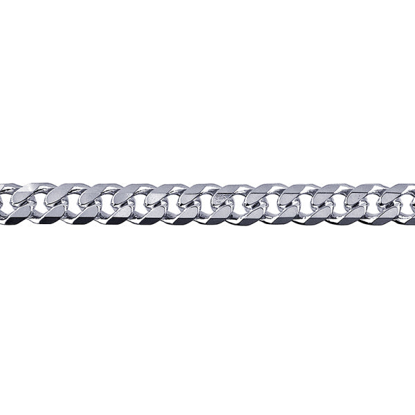 STERLING SILVER 21CM X 6.3MM WIDE SOLID DIAMOND CUT CURB BRACELET