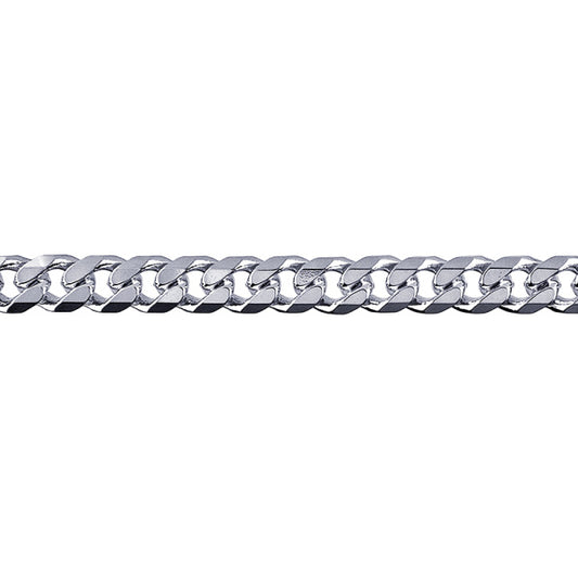 STERLING SILVER 21CM X 6.3MM WIDE SOLID DIAMOND CUT CURB BRACELET