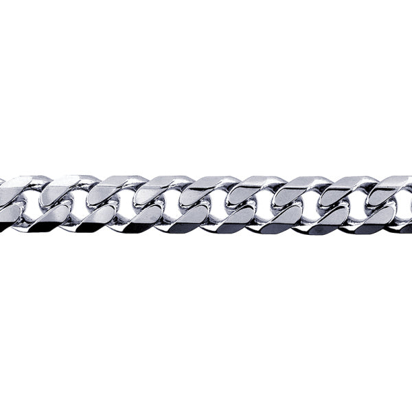 STERLING SILVER SOLID DIAMOND CUT CURB 21CM X 10MM WIDE BRACELET WITH BOX CLASP