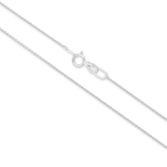 9CT WHITE GOLD ITALIAN SOLID 45CM X .9MM CABLE CHAIN 1.23GRAMS.