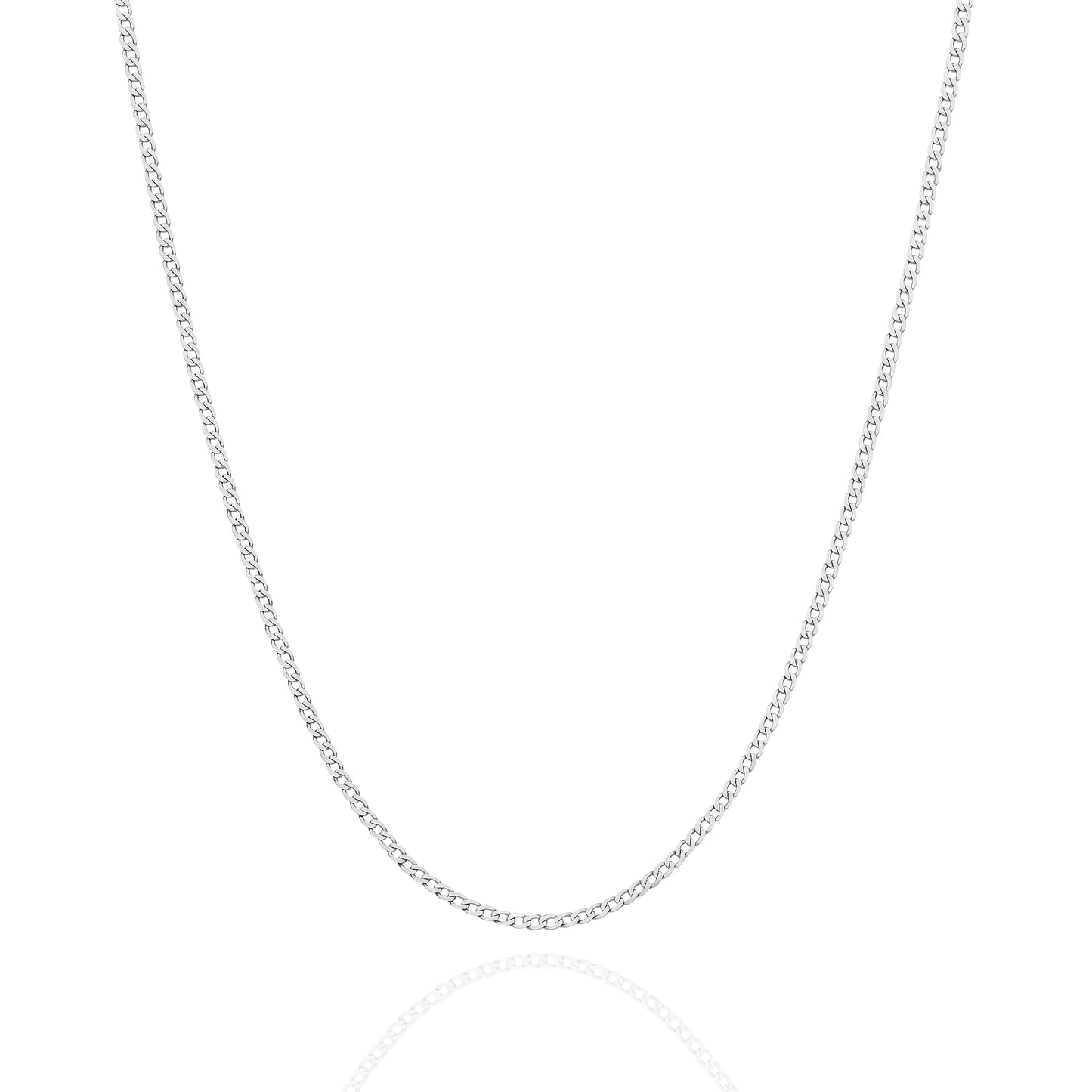 9CT WHITE GOLD ITALIAN CURB 1.54MM 50CM CHAIN 1.8GRAMS.