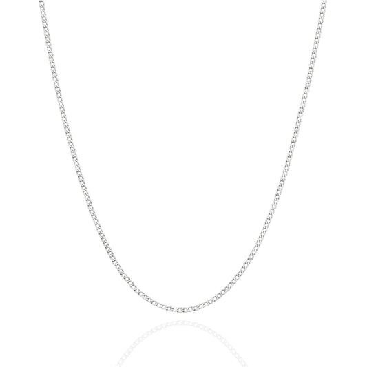 9CT WHITE GOLD ITALIAN CURB 1.54MM 50CM CHAIN 1.8GRAMS.