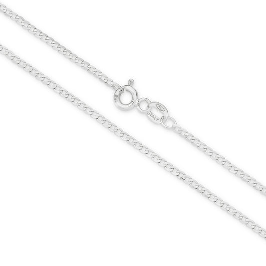 9CT WHITE GOLD SOLID ITALIAN 50CM X 1.54MM FLAT CURB CHAIN.