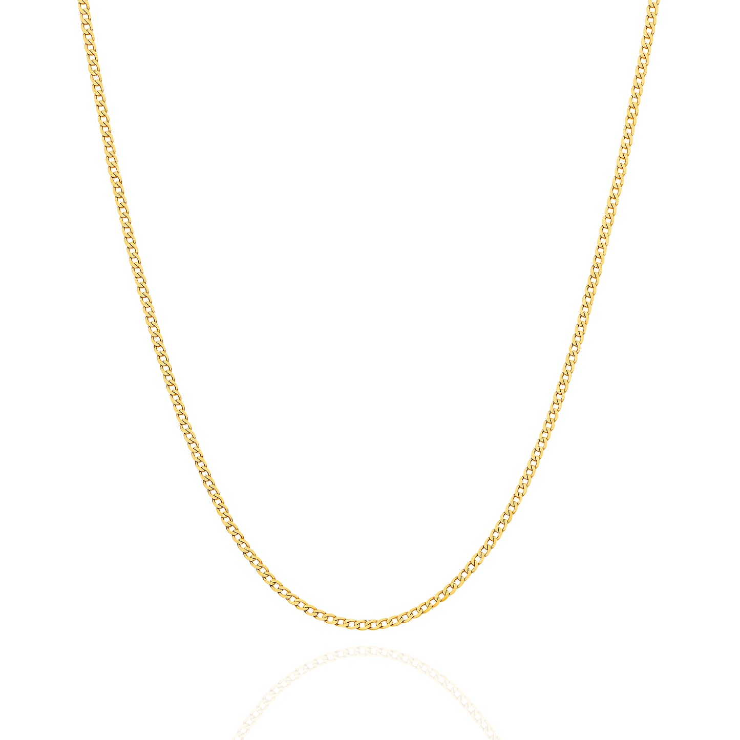 9CT YELLOW GOLD ITALIAN IMPORTED 45CM SOLID CURB CHAIN.