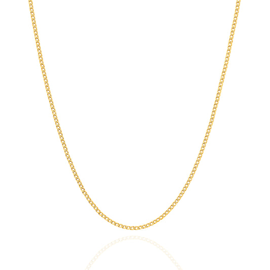 9CT YELLOW GOLD ITALIAN IMPORTED 45CM SOLID CURB CHAIN.