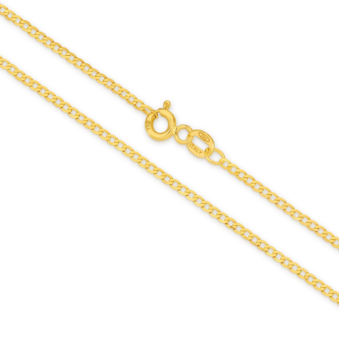 9CT YELLOW GOLD ITALIAN SOLID 50CM X 1.54MM CURB CHAIN.