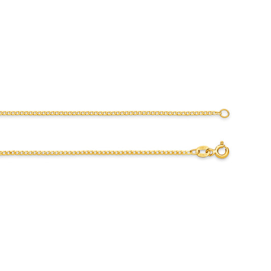 9CT YELLOW GOLD ITALIAN 45CM X 1.54MM WIDE CURB CHAIN.