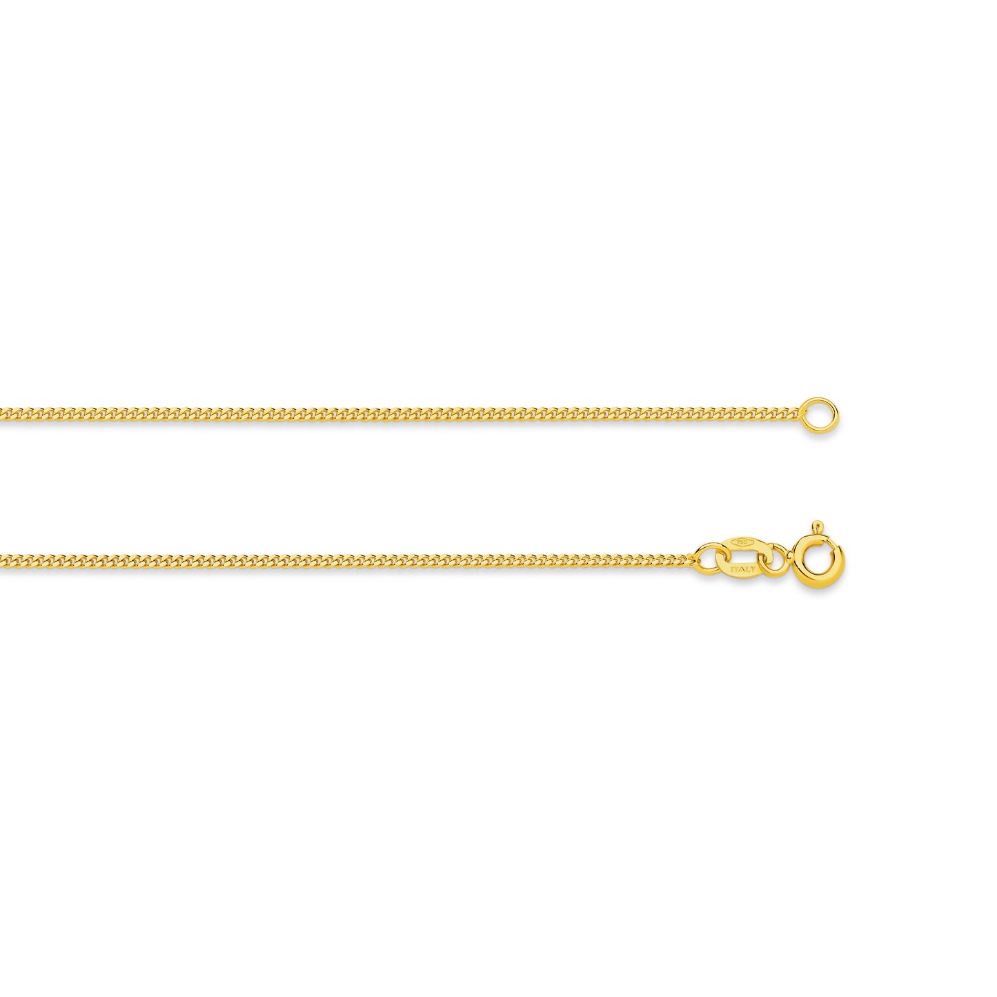9CT YELLOW GOLD ITALIAN SOLID DIAMOND CUT 45CM X 1.4MM CURB CHAIN.