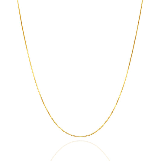 9CT YELLOW GOLD ITALIAN 0.6MM X 50CM BOX CHAIN 1.18GRAMS
