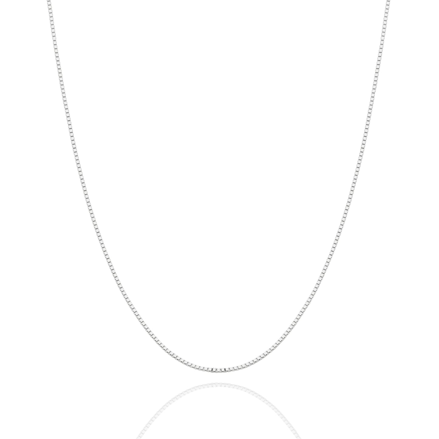 18CT WHITE GOLD ITALIAN 45CM X 0.80MM BOX CHAIN 2.6GRAMS.