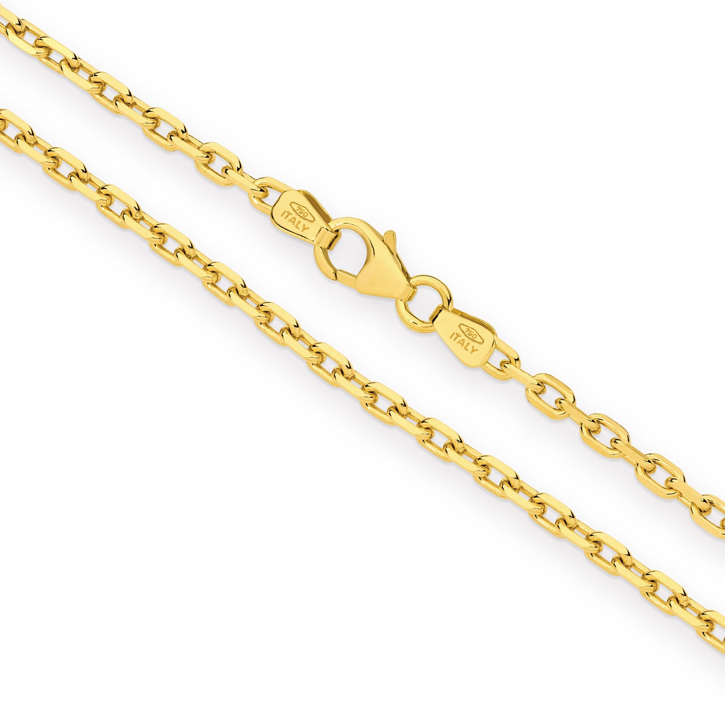 9CT YELLOW GOLD ITALIAN DIAMOND CUT 2.2MM OVAL LINK 50CM CHAIN 5.1GRAMS