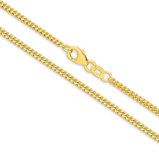 9CT YELLOW GOLD ITALIAN SOLID 50CM X 2.16MM DIAMOND CUT CURB CHAIN.