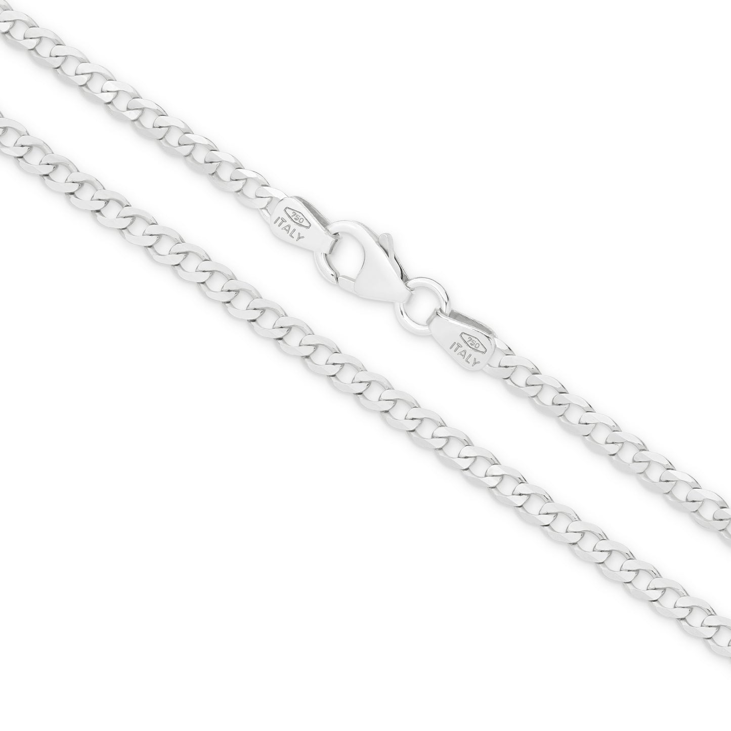 9CT WHITE GOLD ITALIAN SOLID 50CM DIAMOND CUT CURB CHAIN.