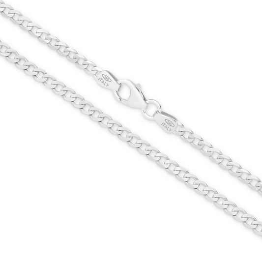 9CT WHITE GOLD ITALIAN SOLID 50CM DIAMOND CUT CURB CHAIN.
