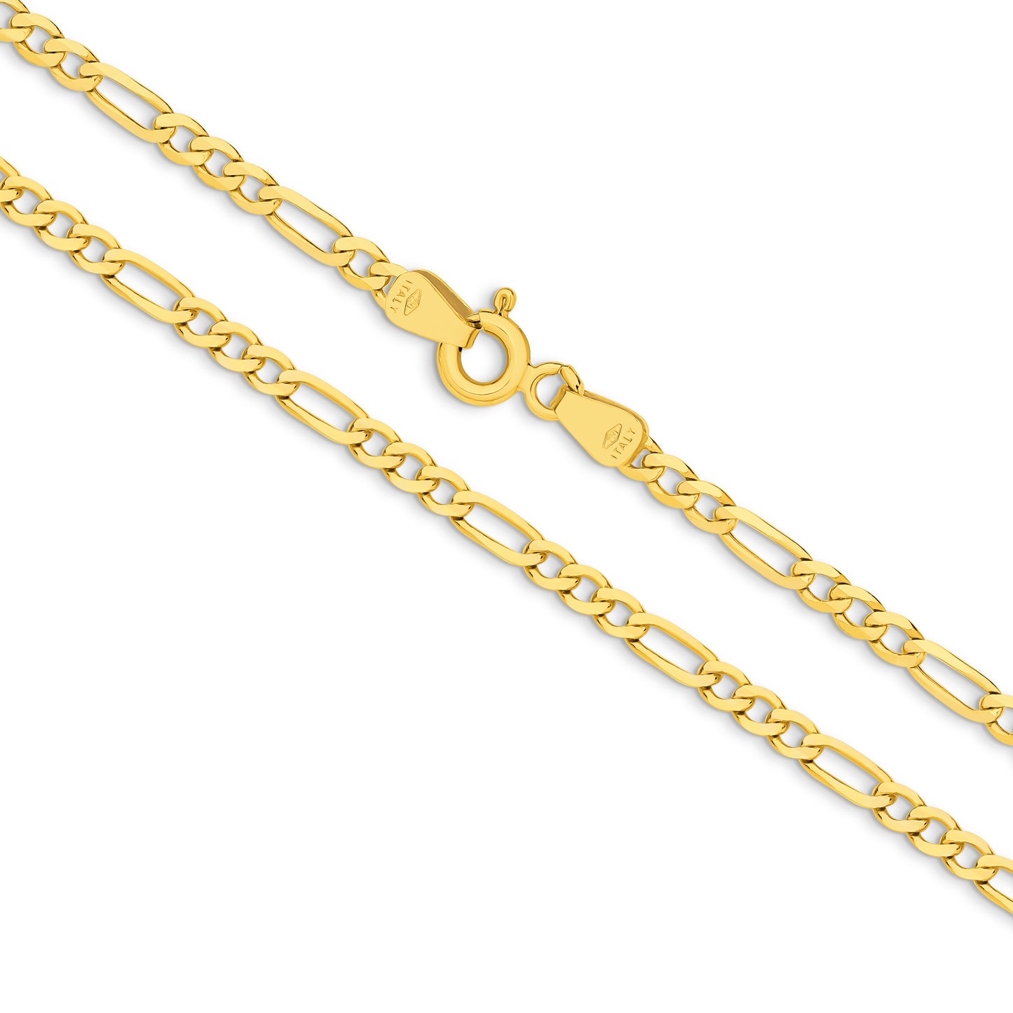 9CT YELLOW GOLD ITALIAN 3 X 1 50CM 2.4MM FIGARO CHAIN 4.18GRAMS