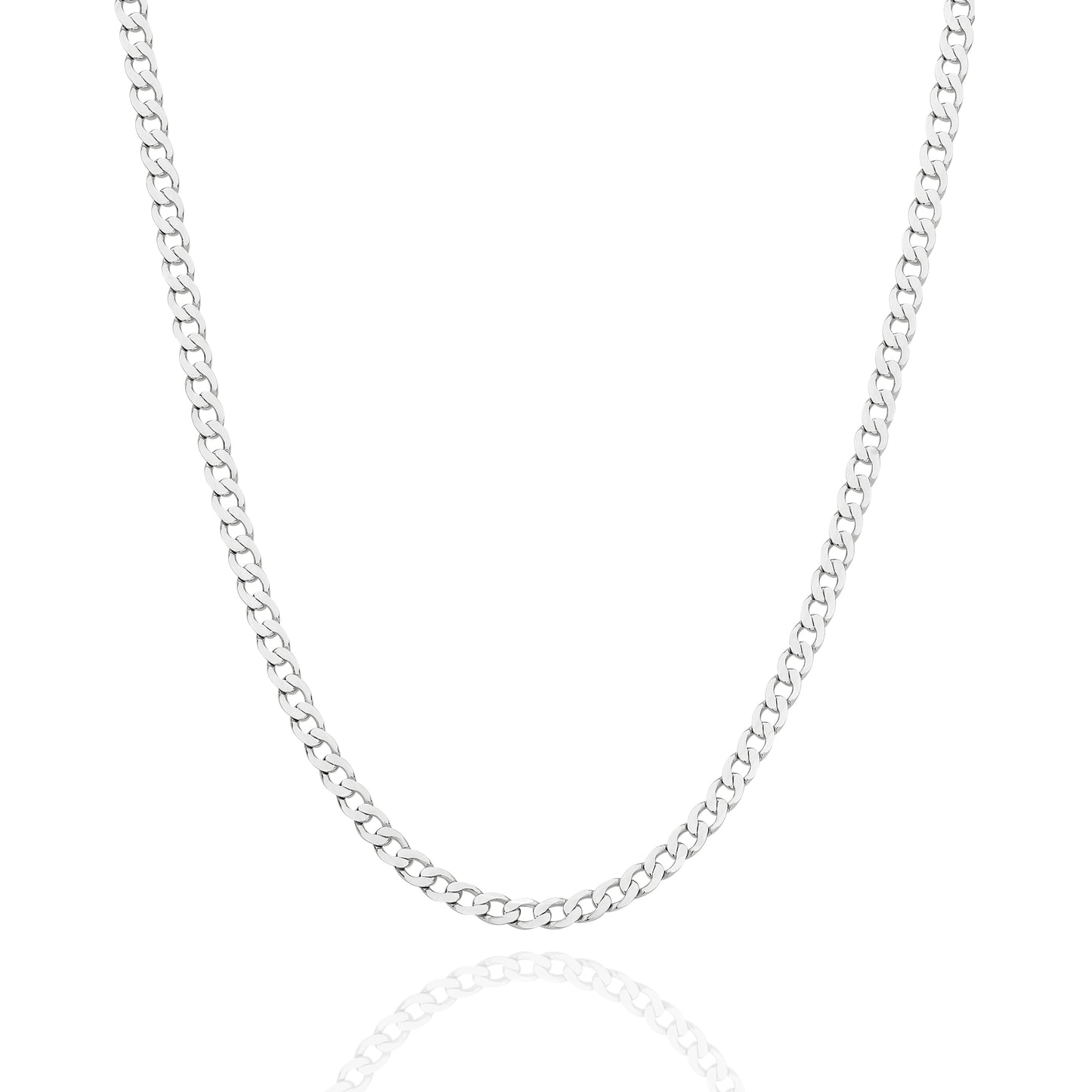 9CT WHITE GOLD ITALIAN SOLID 50CM X 3MM WIDE CURB CHAIN 7.4GRAMS.