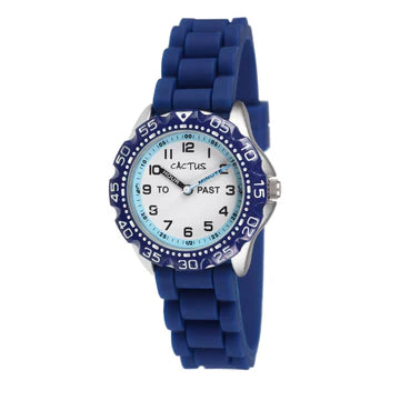 CACTUS ANALOGUE WATCH TIME TEACHER NAVY RESIN BAND. CAC148-M03
