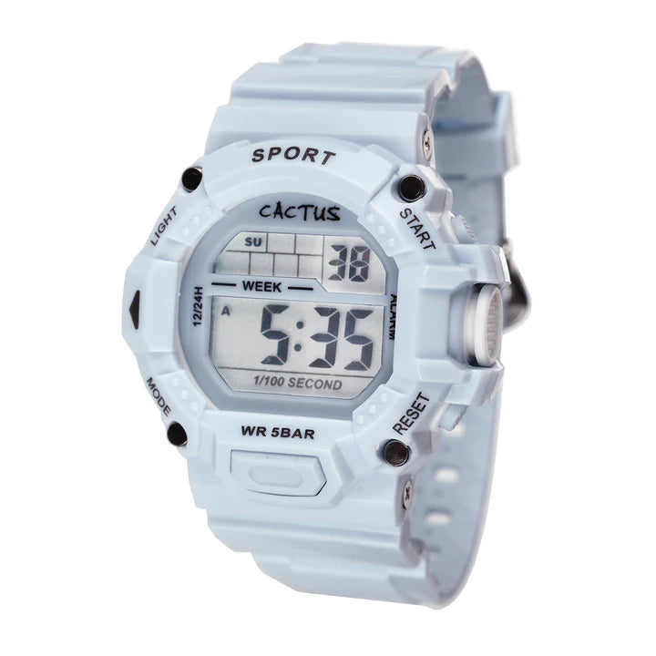 CACTUS DIGITAL WATCH 44MM CASE LIGHT BLUE RESIN BAND. CAC-149-M04
