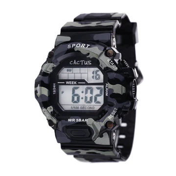 CACTUS DIGITAL WATCH CAMOUFLAGE RESIN BAND. CAC-149-M12