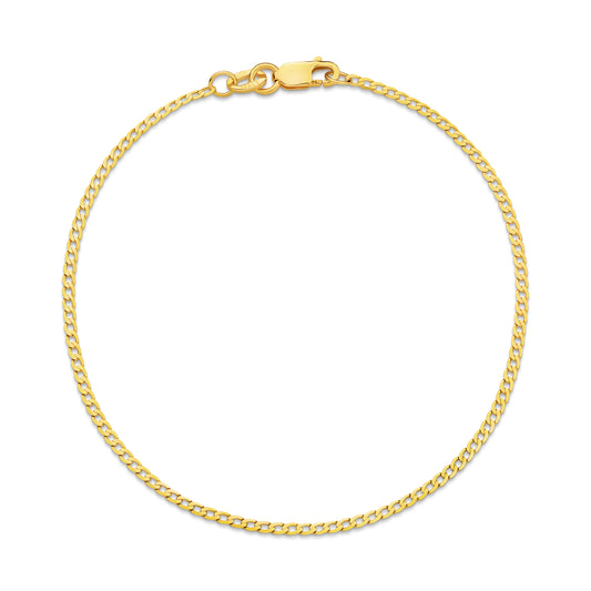 9CT YELLOW GOLD ITALIAN 19CM X 1.54MM CURB BRACELET.
