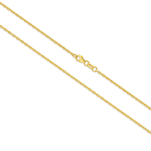 9CT YELLOW GOLD ITALIAN SOILD 45 X 1.5MM DIAMOND CUT OVAL CABLE CHAIN.