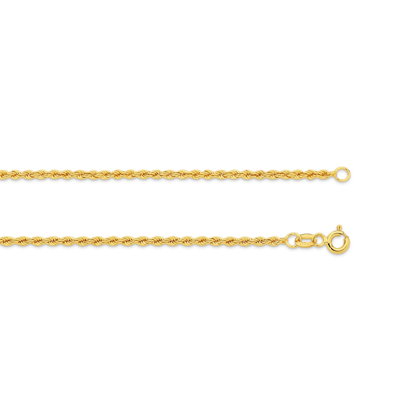9CT YELLOW GOLD ITALIAN 19CM X 2.72MM DIAMOND CUT ROPE BRACELET.