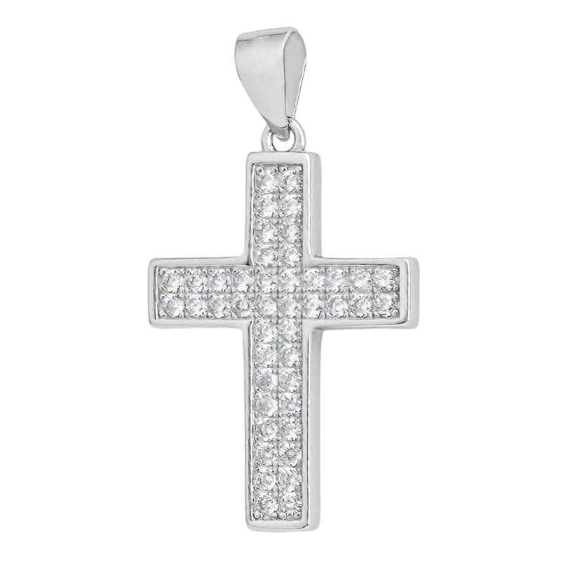 STERLING SILVER CUBIC ZIRCONIA CROSS.