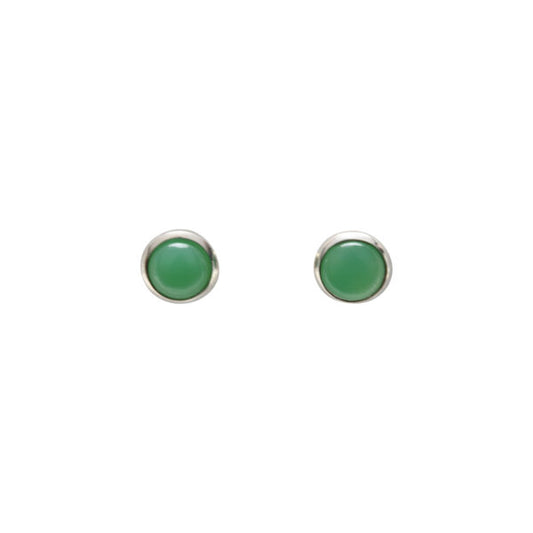 VOT TRESKOW STERLING SILVER 6MM ROUND CHRYSOPRASE STUD EARRINGS. CRYE01