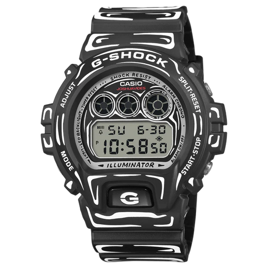 G-SHOCK DIGITAL JOSHUA VIDE BLACK AND WHITE RESIN BAND. DW6900JV-1D