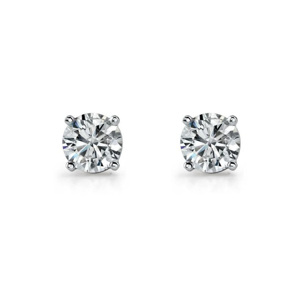 ELLANI STERLING SILVER 10MM CUBIC ZIRCONIA CLAW SET STUD EARRINGS E130-10