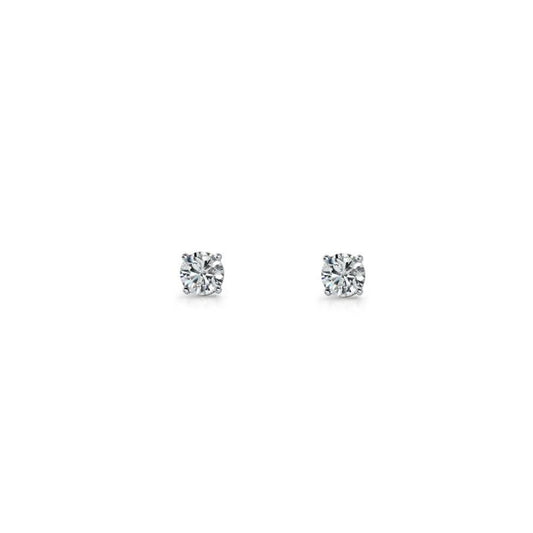 ELLANI STERLING SILVER 4MM ROUND CUBIC ZIRCONIA STUDS. E130-4