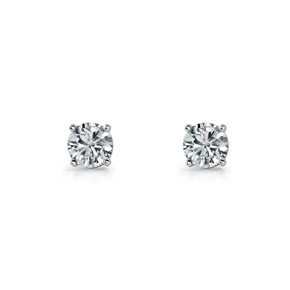 ELLANI STERLING SILVER 8MM CUBIC ZIRCONIA STUD EARRINGS E130-8