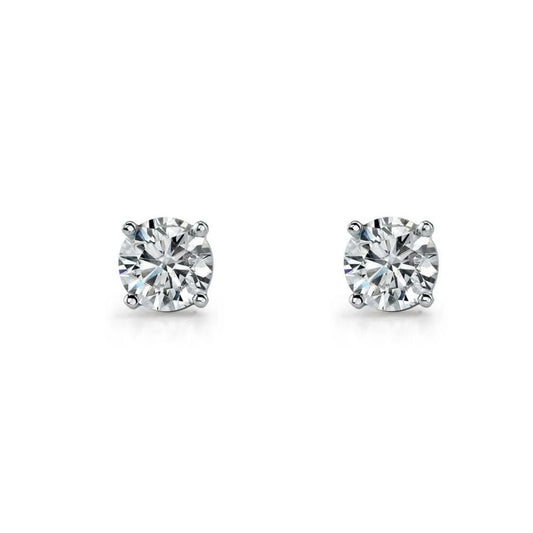 ELLANI STERLING SILVER RHODIUM PLATED CUBIC ZIRCONIA 9MM ROUND STUDS FOUR CLAW SET. E130-9