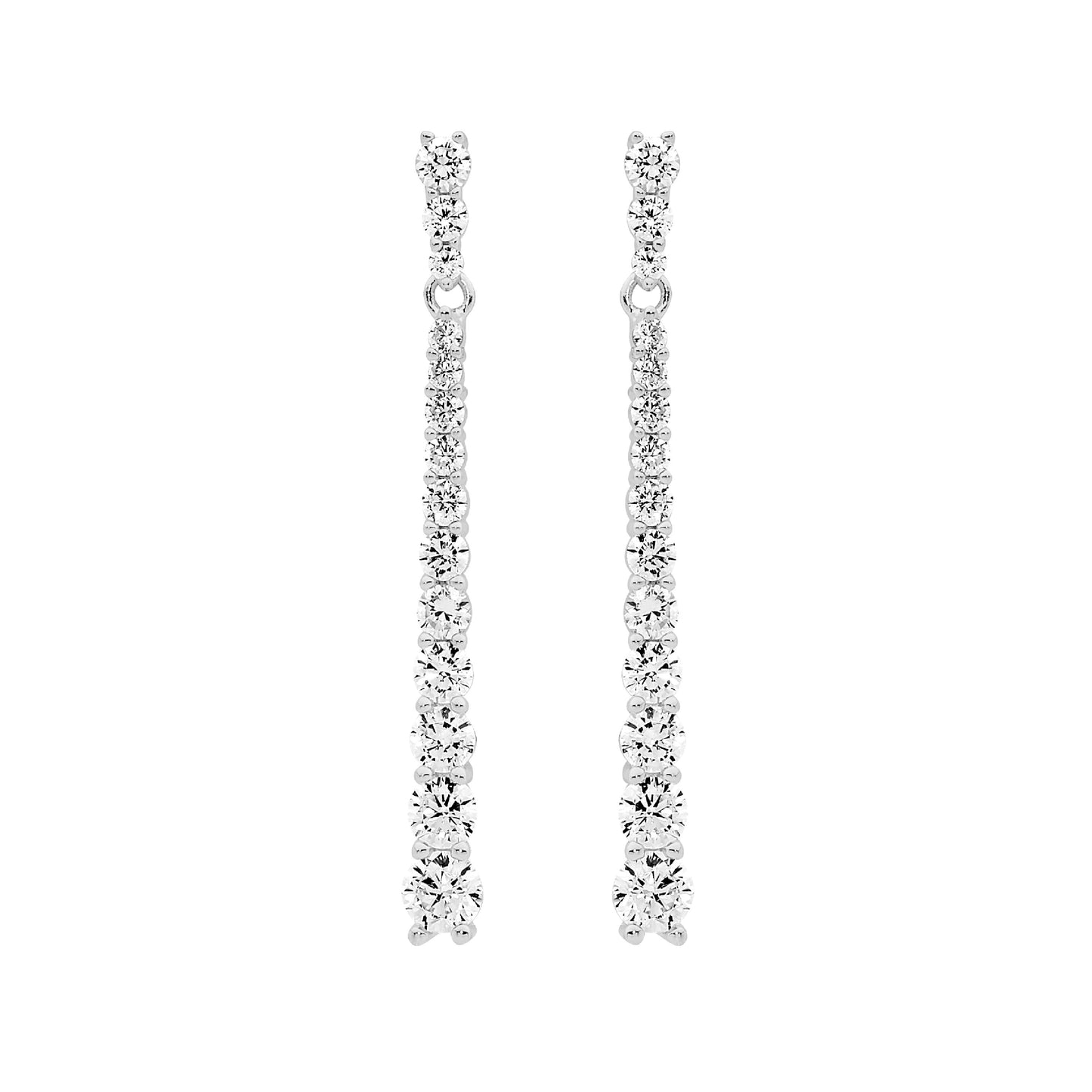 ELLANI STERLING SILVER CUBIC ZIRCONIA STUD EARRINGS. E557