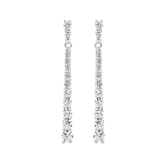 ELLANI STERLING SILVER CUBIC ZIRCONIA STUD EARRINGS. E557