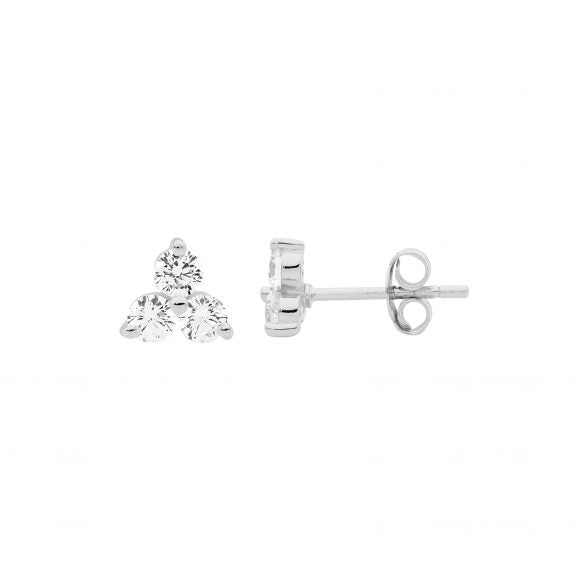 ELLANI STERLING SILVER RHODIUM PLATED 3X3MM CUBIB ZIRCONIA STUD EARRINGS. E563S