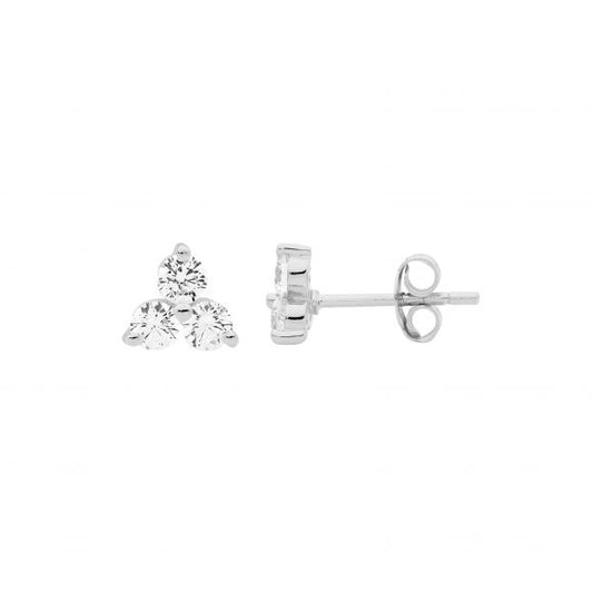 ELLANI STERLING SILVER RHODIUM PLATED 3X3MM CUBIB ZIRCONIA STUD EARRINGS. E563S