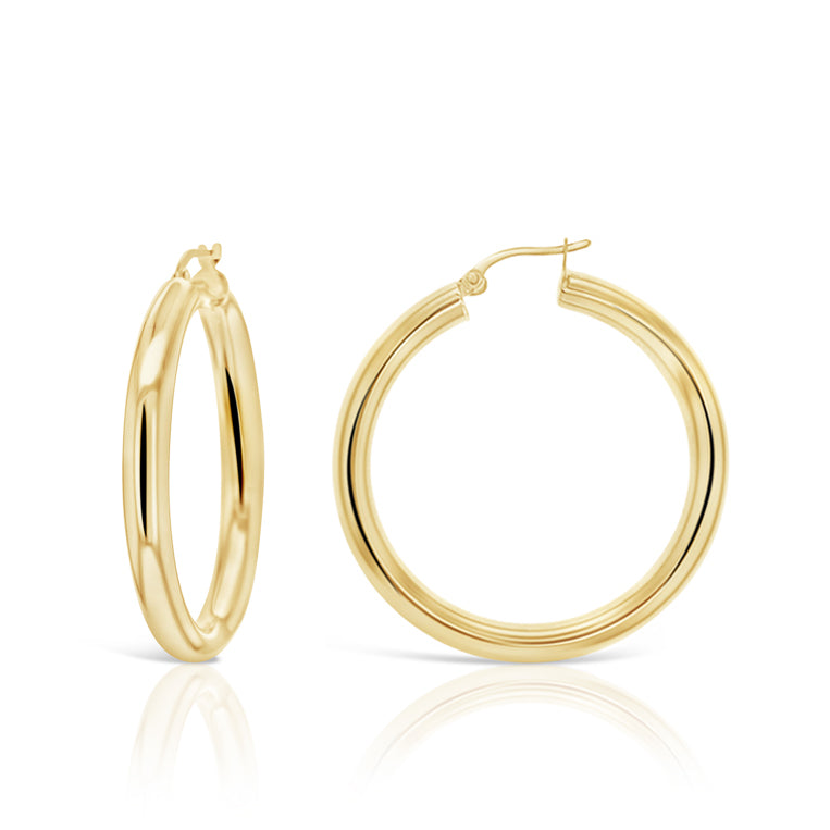 9CT YELLOW GOLD IMPORTED 2.5MM X 20MM HOOP EARRINGS