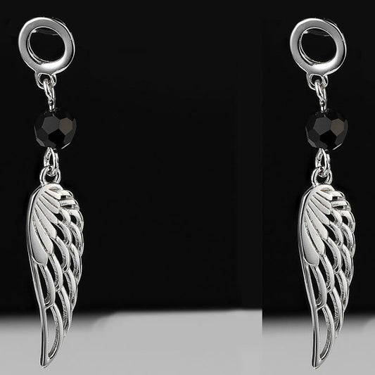 STERLING SILVER RHODIUM PLATED CUBIC ZIRCONIA DROP WING STUD EARRINGS