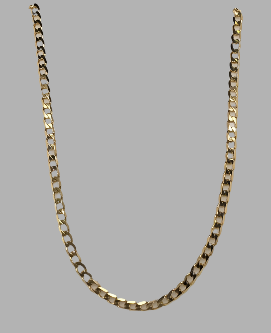 9CT YELLOW GOLD ITALIAN IMPORTED SOLID 55CM DIAMOND CUT CURB CHAIN 9.15GRAMS.