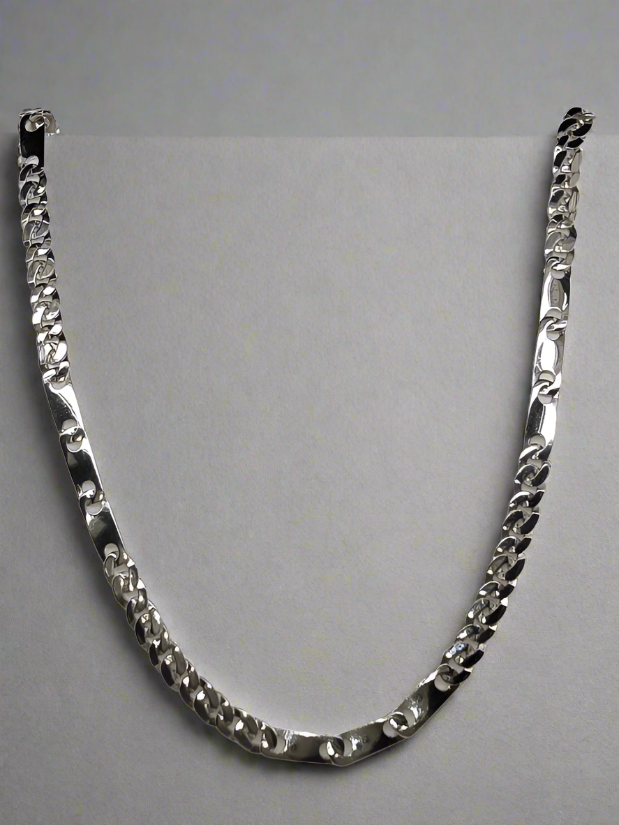 9CT WHITE GOLD ITALIAN FANCY 45CM X 3.4MM 7.3GRAM NECKLACE.