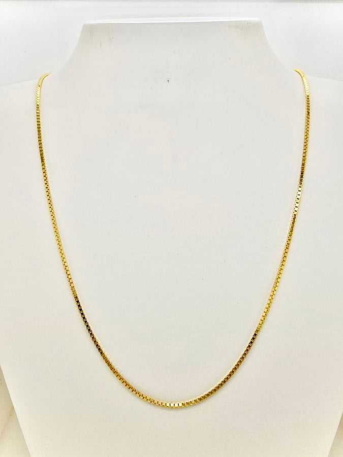 18CT YELLOW GOLD IMPORTED 45CM BOX CHAIN 4.56GRAMS