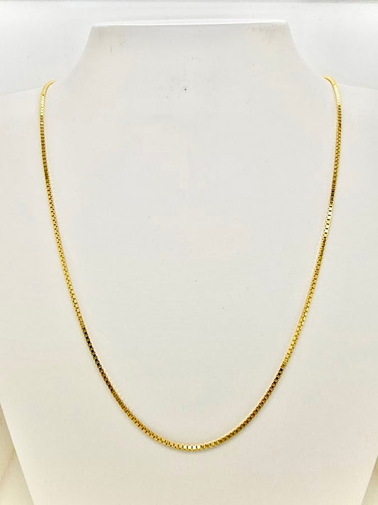 18CT YELLOW GOLD IMPORTED 45CM BOX CHAIN 4.56GRAMS