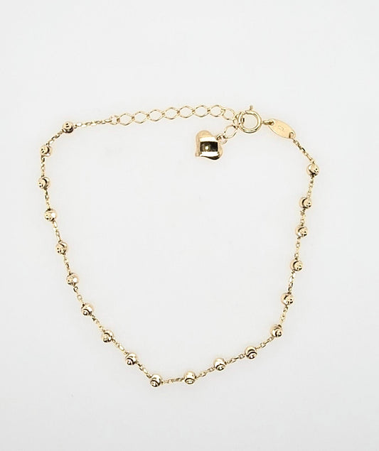 9CT YELLOW GOLD IMPORTED DIAMOND CUT BALL BRACELET